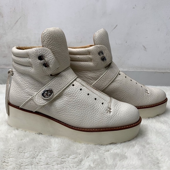 Coach Women's Urban Hiker White Leather Wedge Booties Size 9.5 - Picture 1 of 16